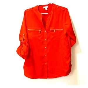 Calvin Klein Burnt Orange-Red 3/4 Length Blouse